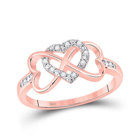 Rose Gold Diamond Triple Heart Infinity Ring - Alternate view 1 from Splendid Jewellery