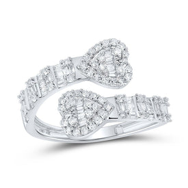 Splendid Jewellery 10kt White Gold Baguette Diamond Bypass Heart Ring Top view from the 10Kt White Gold Womens Baguette Diamond Cuff Bypass Heart Ring 5 8 Cttwpin219285 collection by Splendid Jewellery