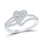 10kt White Gold Baguette and Round Diamond Heart Ring - A Timeless Symbol of Love and Elegance - Alternate view 1 from Splendid Jewellery