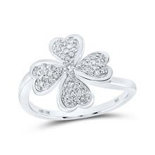 Load image into Gallery viewer, 10kt White Gold Clover Heart Diamond Ring - A Captivating Symbol of Love and Luck Top view from the 10Kt White Gold Womens Round Diamond Clover Heart Ring 1 4 Cttwpin219228 collection by Splendid Jewellery