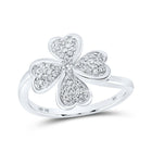 10kt White Gold Clover Heart Diamond Ring - A Captivating Symbol of Love and Luck Top view from the 10Kt White Gold Womens Round Diamond Clover Heart Ring 1 4 Cttwpin219228 collection by Splendid Jewellery