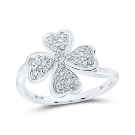 10kt White Gold Clover Heart Diamond Ring - A Captivating Symbol of Love and Luck Top view from the 10Kt White Gold Womens Round Diamond Clover Heart Ring 1 4 Cttwpin219228 collection by Splendid Jewellery