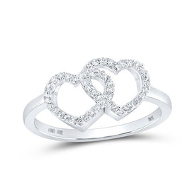 Dazzling Love Diamond Heart Ring Top view from the 10Kt White Gold Womens Round Diamond Double Heart Ring 1 5 Cttwpin219278 collection by Splendid Jewellery