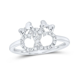 10kt White Gold Double Heart Diamond Ring - A Timeless Symbol of Love and Elegance Top view from the 10Kt White Gold Womens Round Diamond Double Heart Ring 1 6 Cttwpin219826 collection by Splendid Jewellery