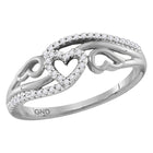 Splendid Jewellery 10kt White Gold Heart Diamond Band Ring Top view from the 10Kt White Gold Womens Round Diamond Heart Band Ring 1 8 Cttwpin228701 collection by Splendid Jewellery