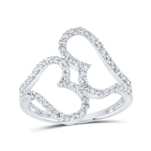 Load image into Gallery viewer, 10kt White Gold Heart-Shaped Diamond Ring: A Mesmerizing Symbol of Love and Elegance Top view from the 10Kt White Gold Womens Round Diamond Heart Ring 1 2 Cttwpin213694 collection by Splendid Jewellery