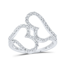 10kt White Gold Heart-Shaped Diamond Ring: A Mesmerizing Symbol of Love and Elegance Top view from the 10Kt White Gold Womens Round Diamond Heart Ring 1 2 Cttwpin213694 collection by Splendid Jewellery