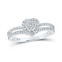 Load image into Gallery viewer, Sparkling Love Diamond Heart Ring Top view from the 10Kt White Gold Womens Round Diamond Heart Ring 1 3 Cttwpin210513 collection by Splendid Jewellery