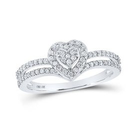 Sparkling Love Diamond Heart Ring Top view from the 10Kt White Gold Womens Round Diamond Heart Ring 1 3 Cttwpin210513 collection by Splendid Jewellery