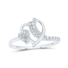 Load image into Gallery viewer, Captivating Love&#39;s Embrace Diamond Heart Ring Top view from the 10Kt White Gold Womens Round Diamond Heart Ring 1 4 Cttwpin213699 collection by Splendid Jewellery