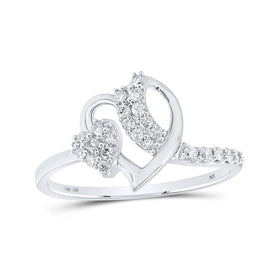 Captivating Love's Embrace Diamond Heart Ring Top view from the 10Kt White Gold Womens Round Diamond Heart Ring 1 4 Cttwpin213699 collection by Splendid Jewellery