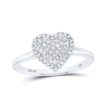 Load image into Gallery viewer, Dazzling Love Diamond Heart Ring | 10kt White Gold Womens Round Diamond Heart Ring 1/4 Cttw Top view from the 10Kt White Gold Womens Round Diamond Heart Ring 1 4 Cttwpin230048 collection by Splendid Jewellery