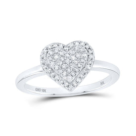 Dazzling Love Diamond Heart Ring | 10kt White Gold Womens Round Diamond Heart Ring 1/4 Cttw Top view from the 10Kt White Gold Womens Round Diamond Heart Ring 1 4 Cttwpin230048 collection by Splendid Jewellery
