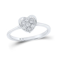 Load image into Gallery viewer, Captivating Love&#39;s Embrace Diamond Heart Ring Top view from the 10Kt White Gold Womens Round Diamond Heart Ring 1 4 Cttwpin212291 collection by Splendid Jewellery