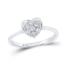 Captivating Love's Embrace Diamond Heart Ring Top view from the 10Kt White Gold Womens Round Diamond Heart Ring 1 4 Cttwpin212291 collection by Splendid Jewellery