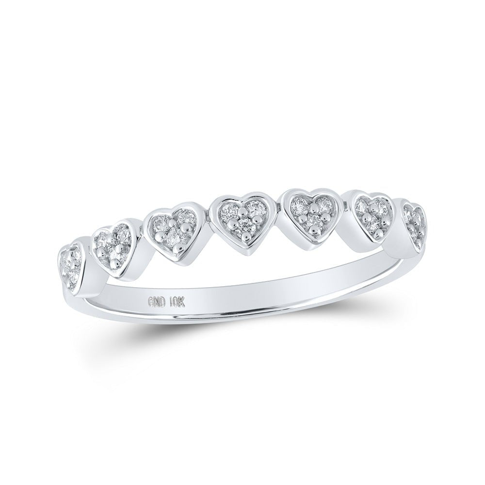 Diamond Heart Ring | 10kt White Gold Womens Round Diamond Heart Ring 1/8 Cttw | Splendid Jewellery GND