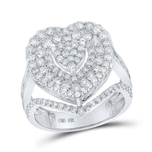 Load image into Gallery viewer, Captivating Love&#39;s Brilliance Diamond Heart Ring Top view from the 10Kt White Gold Womens Round Diamond Heart Ring 2 1 3 Cttwpin215937 collection by Splendid Jewellery