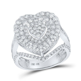 Captivating Love's Brilliance Diamond Heart Ring Top view from the 10Kt White Gold Womens Round Diamond Heart Ring 2 1 3 Cttwpin215937 collection by Splendid Jewellery