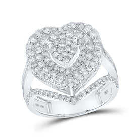 Enchanting Love Story Diamond Heart Ring Top view from the 10Kt White Gold Womens Round Diamond Heart Ring 2 1 4 Cttwpin213256 collection by Splendid Jewellery