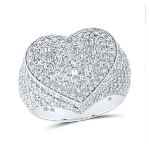 Diamond Heart Ring | 10kt White Gold Womens Round Diamond Heart Ring 2-3/4 Cttw | Splendid Jewellery GND