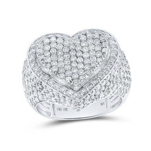 Load image into Gallery viewer, Radiant Love Diamond Heart Ring Top view from the 10Kt White Gold Womens Round Diamond Heart Ring 3 Cttwpin211612 collection by Splendid Jewellery