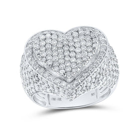 Radiant Love Diamond Heart Ring Top view from the 10Kt White Gold Womens Round Diamond Heart Ring 3 Cttwpin211612 collection by Splendid Jewellery