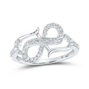 Diamond Heart Ring | 10kt White Gold Womens Round Diamond Infinity Heart Ring 1/3 Cttw | Splendid Jewellery GND