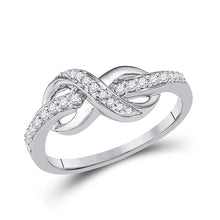 Load image into Gallery viewer, Eternal Love Diamond Knot Ring Top view from the 10Kt White Gold Womens Round Diamond Knot Infinity Ring 1 6 Cttwpin209341 collection by Splendid Jewellery