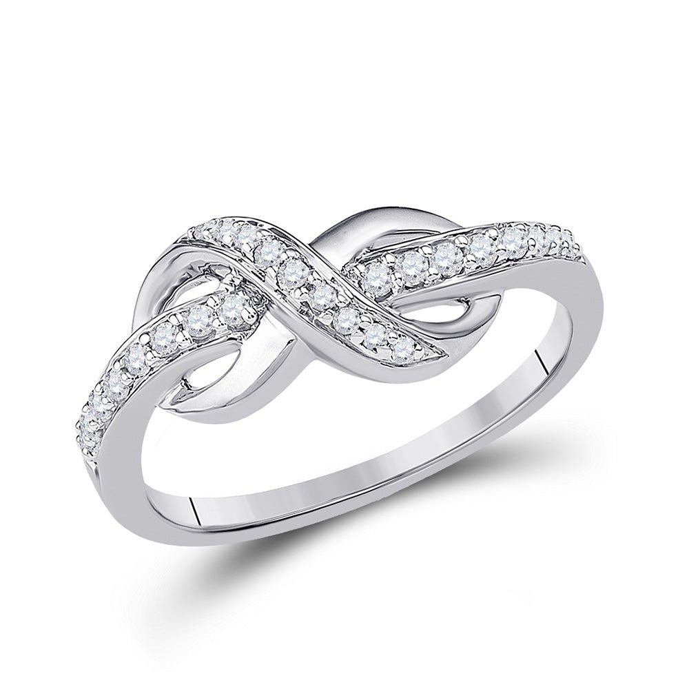 Diamond Heart Ring | 10kt White Gold Womens Round Diamond Knot Infinity Ring 1/6 Cttw | Splendid Jewellery GND