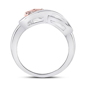 Diamond Heart Ring | 10kt White Gold Womens Round Diamond Rose-tone Heart Infinity Ring 1/20 Cttw | Splendid Jewellery GND