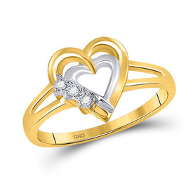 10kt Yellow Gold Double Heart Diamond Ring - A Symbol of Love and Elegance product  Top View from Splendid Jewellery