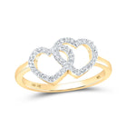 10kt Yellow Gold Double Heart Diamond Ring - A Captivating Symbol of Love and Elegance product  Top View from Splendid Jewellery