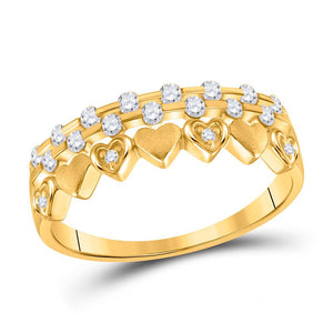 Diamond Heart Ring | 10kt Yellow Gold Womens Round Diamond Heart Band Ring 1/4 Cttw | Splendid Jewellery GND