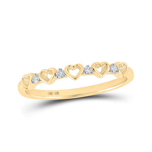 Diamond Heart Ring | 10kt Yellow Gold Womens Round Diamond Heart Ring 1/20 Cttw | Splendid Jewellery GND