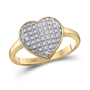 Diamond Heart Ring | 10kt Yellow Gold Womens Round Diamond Heart Ring 1/4 Cttw | Splendid Jewellery GND