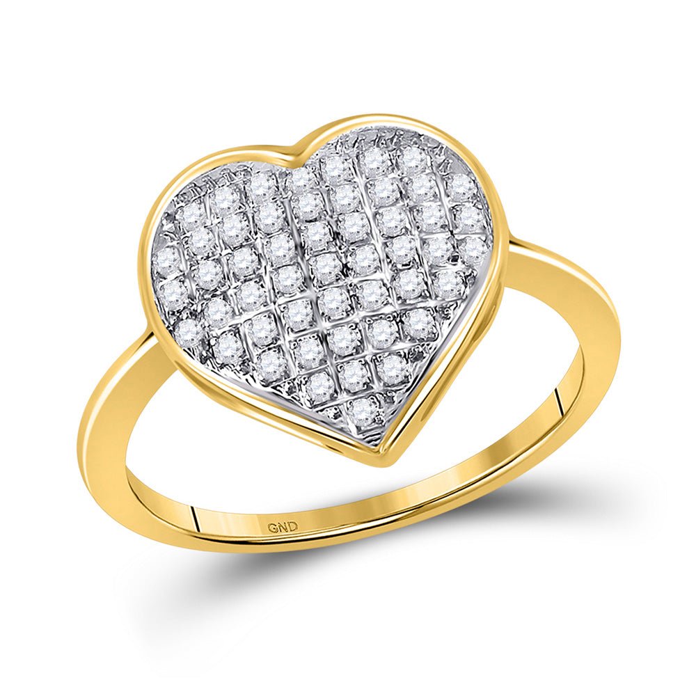 Diamond Heart Ring | 10kt Yellow Gold Womens Round Diamond Heart Ring 1/6 Cttw | Splendid Jewellery GND