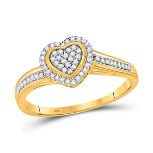 Diamond Heart Ring | 10kt Yellow Gold Womens Round Diamond Heart Ring 1/6 Cttw | Splendid Jewellery GND