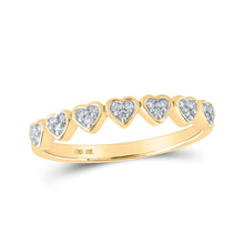 Load image into Gallery viewer, Radiant Love: 10kt Yellow Gold Womens Round Diamond Heart Ring 1/8 Cttw product  Top View from Splendid Jewellery