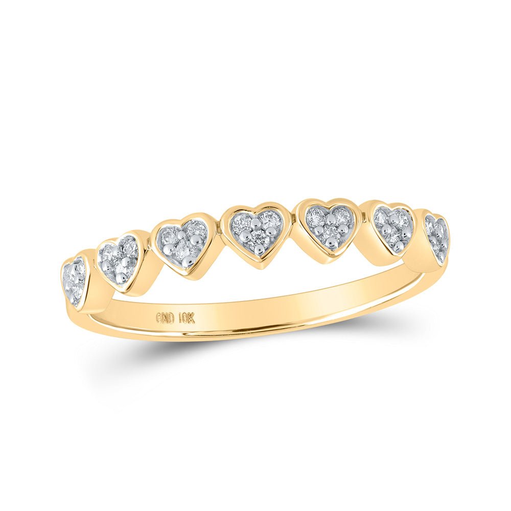 Diamond Heart Ring | 10kt Yellow Gold Womens Round Diamond Heart Ring 1/8 Cttw | Splendid Jewellery GND