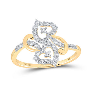 Diamond Heart Ring | 10kt Yellow Gold Womens Round Diamond Heart Ring 3/8 Cttw | Splendid Jewellery GND