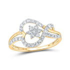 Radiant Love: 10kt Yellow Gold Womens Round Diamond Heart Ring 3/8 Cttw product  Top View from Splendid Jewellery