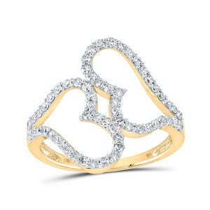 Diamond Heart Ring | 10kt Yellow Gold Womens Round Diamond Heart Ring 5/8 Cttw | Splendid Jewellery GND