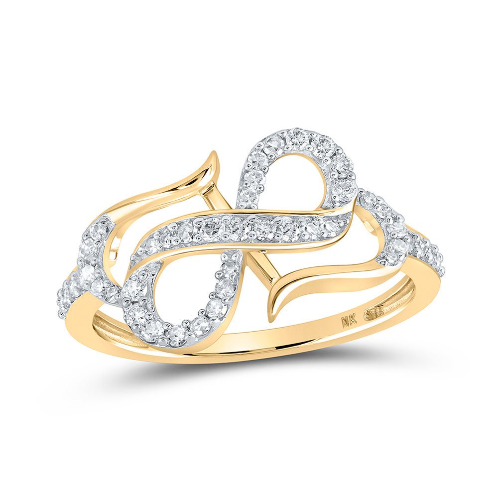Diamond Heart Ring | 10kt Yellow Gold Womens Round Diamond Infinity Heart Ring 1/3 Cttw | Splendid Jewellery GND
