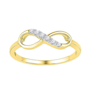 Diamond Heart Ring | 10kt Yellow Gold Womens Round Diamond Infinity Ring 1/20 Cttw | Splendid Jewellery GND