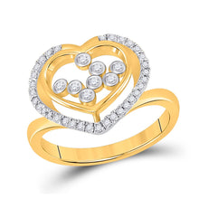 Load image into Gallery viewer, 10kt Yellow Gold Scattered Heart Diamond Ring: A Captivating Expression of Love and Elegance product  Top View from Splendid Jewellery