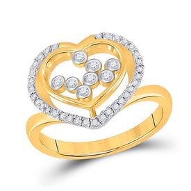 10kt Yellow Gold Scattered Heart Diamond Ring: A Captivating Expression of Love and Elegance product  Top View from Splendid Jewellery