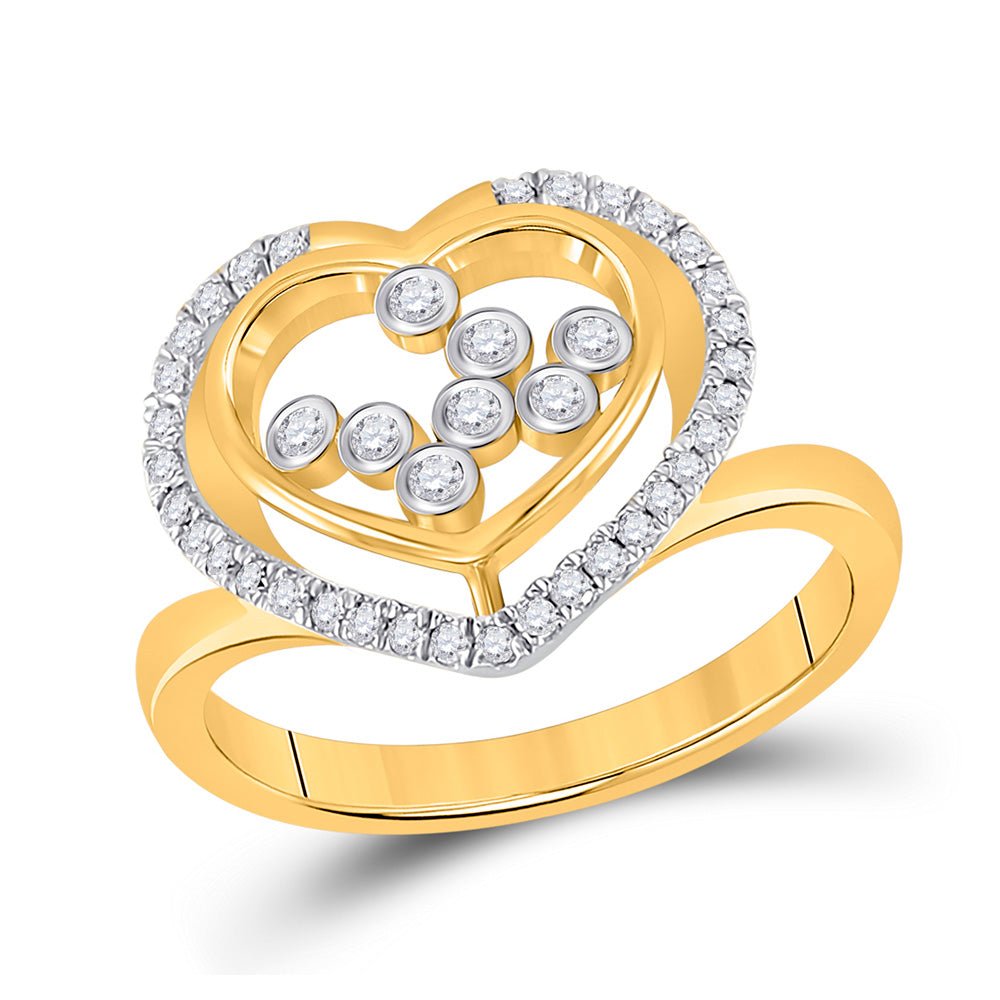Diamond Heart Ring | 10kt Yellow Gold Womens Round Diamond Scattered Heart Ring 1/3 Cttw | Splendid Jewellery GND