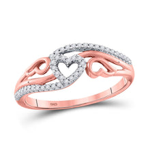 Load image into Gallery viewer, 10kt Yellow Gold Triple Heart Diamond Ring - Top View