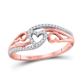 10kt Yellow Gold Triple Heart Diamond Ring - Top View