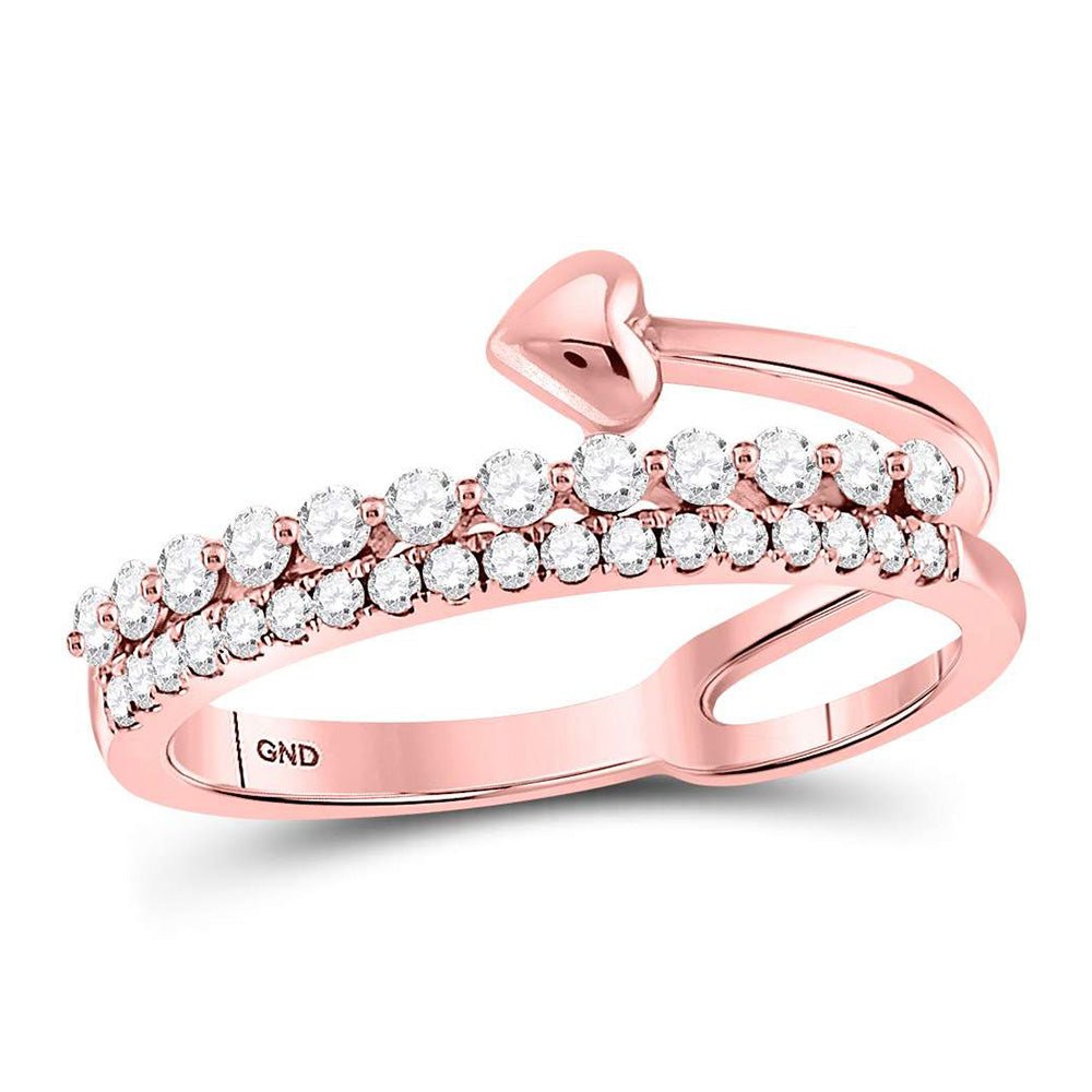 Diamond Heart Ring | 14kt Rose Gold Womens Round Diamond Fashion Heart Ring 3/8 Cttw | Splendid Jewellery GND